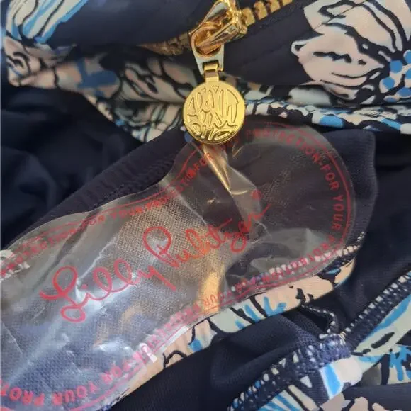 Lilly Pulitzer Randee Rashguard One Piece Swimsuit Low Tide Navy Bouquet All Day - Picture 11 of 14